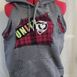 TNA Gray Hoodie with Pink Plaid and Unity Patch